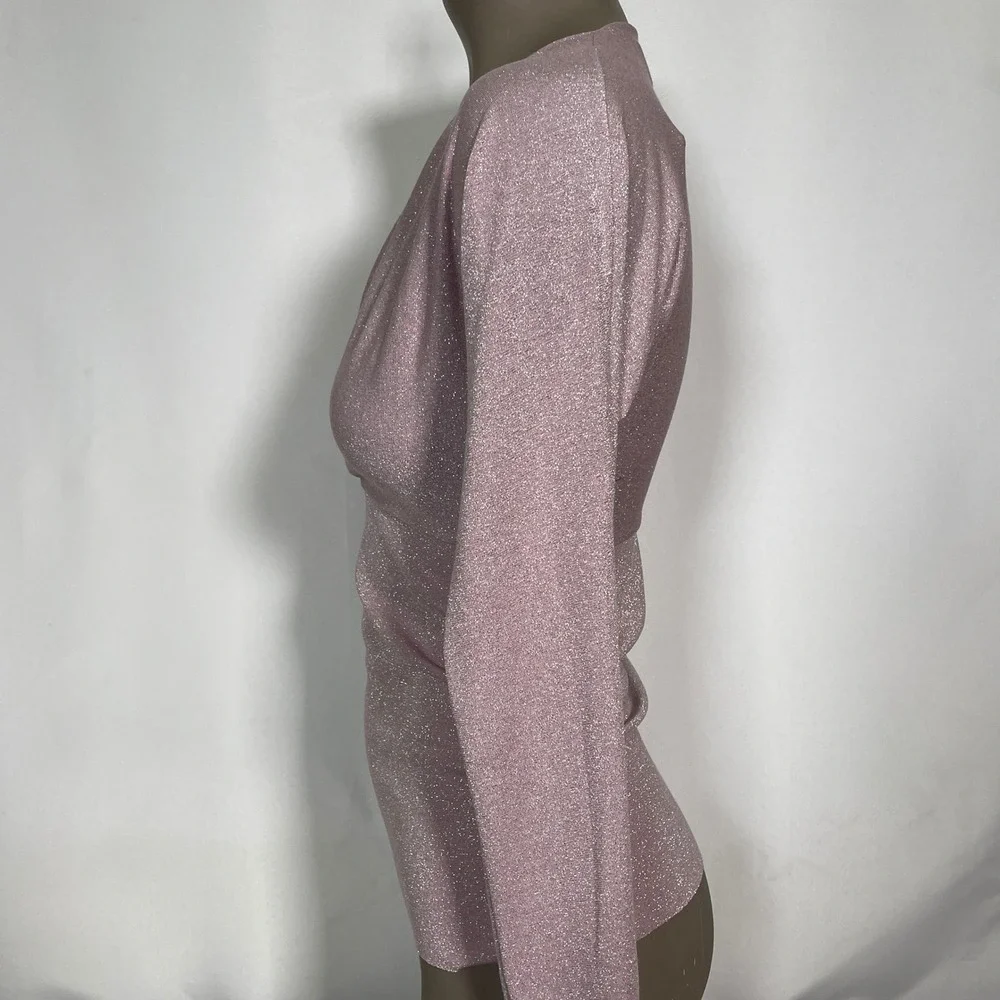 Chiara Boni La Petite Robe Metallic Pink Top & Straight Leg Pants Women's Sz 38